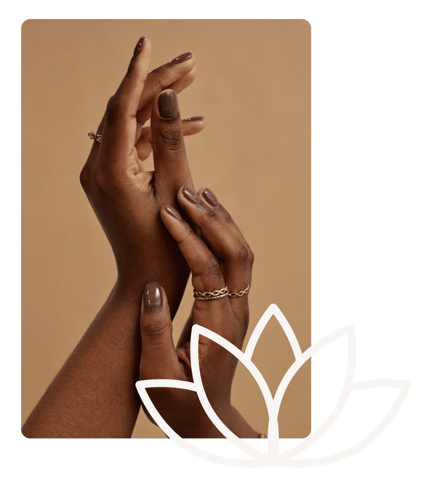 photo of a women's hands slightly touching each other