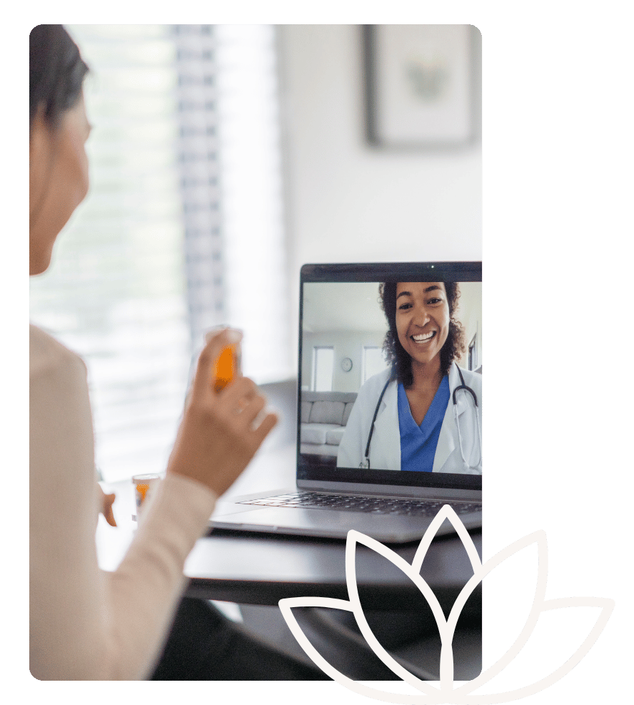 woman on a virtual healthcare visit call speaking to her doctor online